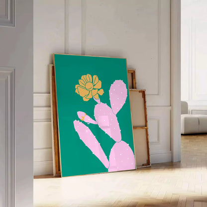 space unique Cactus Animal Art Poster green blue hues charming wall perfect gift enchanting addition room multiple dimensions A4 cm A0 decor today