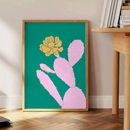 space unique Cactus Animal Art Poster green blue hues charming wall perfect gift enchanting addition room multiple dimensions A4 cm A0 decor today