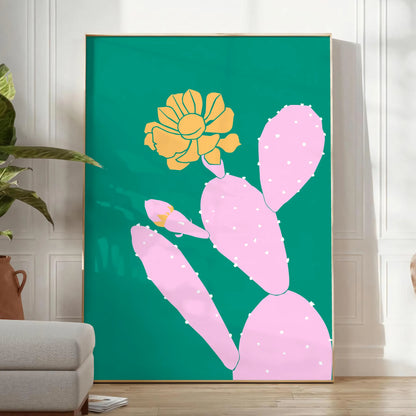 space unique Cactus Animal Art Poster green blue hues charming wall perfect gift enchanting addition room multiple dimensions A4 cm A0 decor today